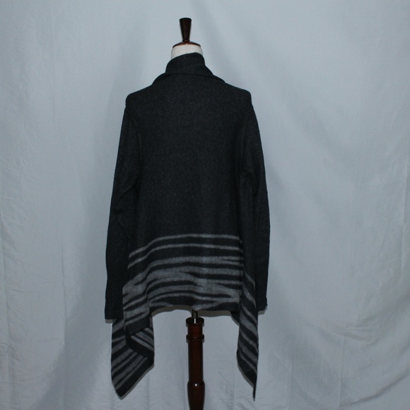 NWT Saks 360 Sweater Striped Draped Cardigan - Picture 2 of 3